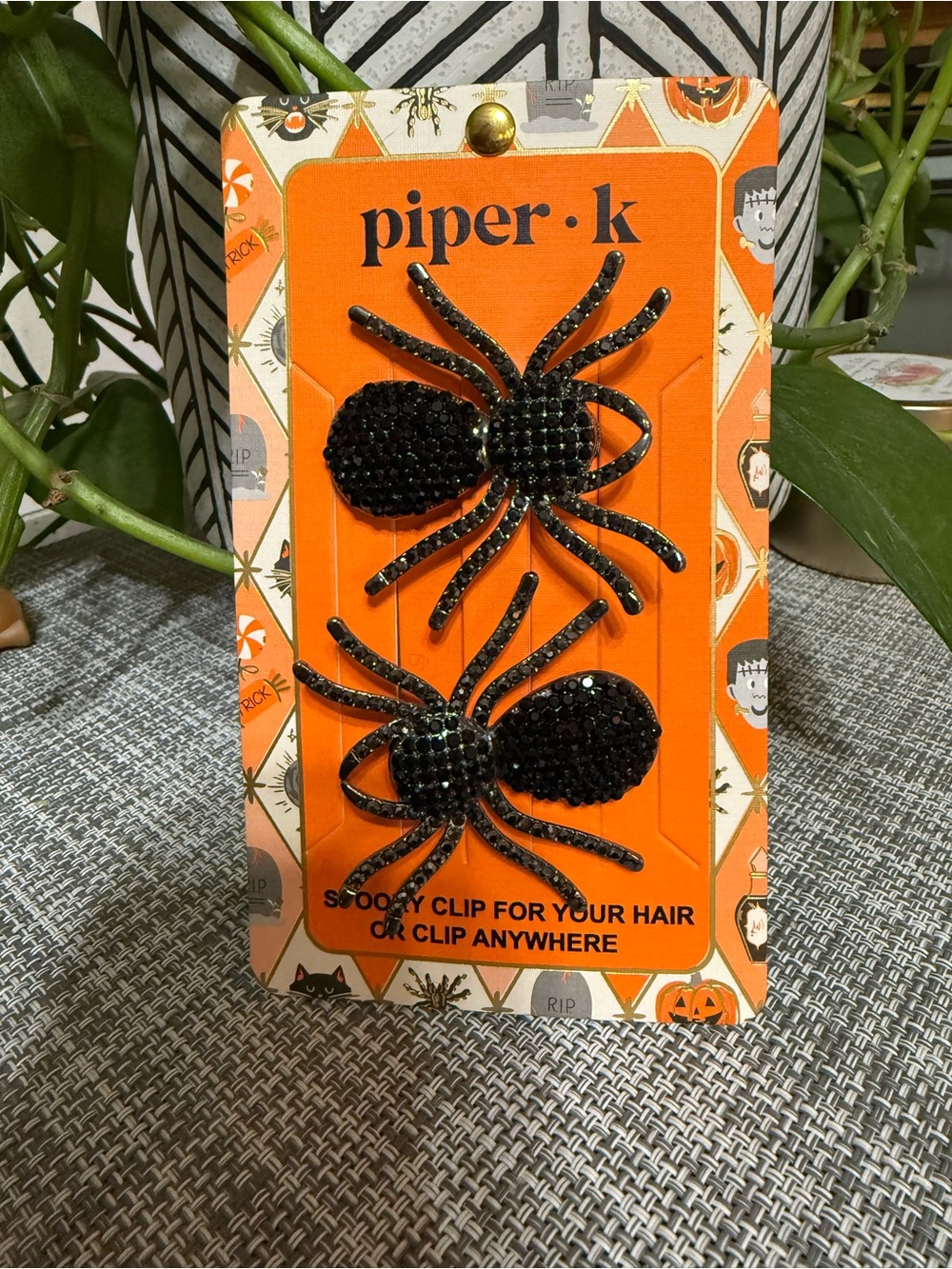 Piper Black Sparkling Spider 🕷️Hair Clips2 clip set🕸️🕷️Halloween🎃NWT